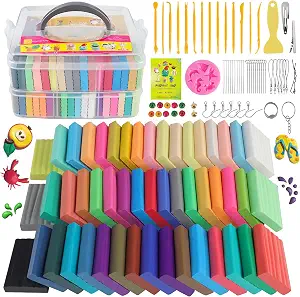 CyAJM Polymer Clay, 50 Colors, Oven Bake Modeling Clay Kit,Creative Gift