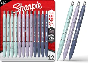 Sharpie S-Gel Gel Pens, Medium Point (0.7mm), Assorted Fashion Barrels, Black Ink, 12 Count - Office, Teacher, School Supplies