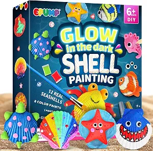 EPUMP Sea Shell Painting Kit for Kids - Glow in the Dark Beach Toys and Summer Crafts, Arts and Crafts Kit Creative DIY Indoor Outdoor Activity Toy Birthday Gift for Boys Girls Age 6 7 8 9 10 11 12+