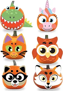 JOYIN 18 Packs Halloween Craft Foam Stickers, Arts Activities Party Supplies, Kids Party Favors, Pumpkin Decorating Kit, Jack O Lantern Face Stickers in 6 Designs, Pumpkin Decor School Games
