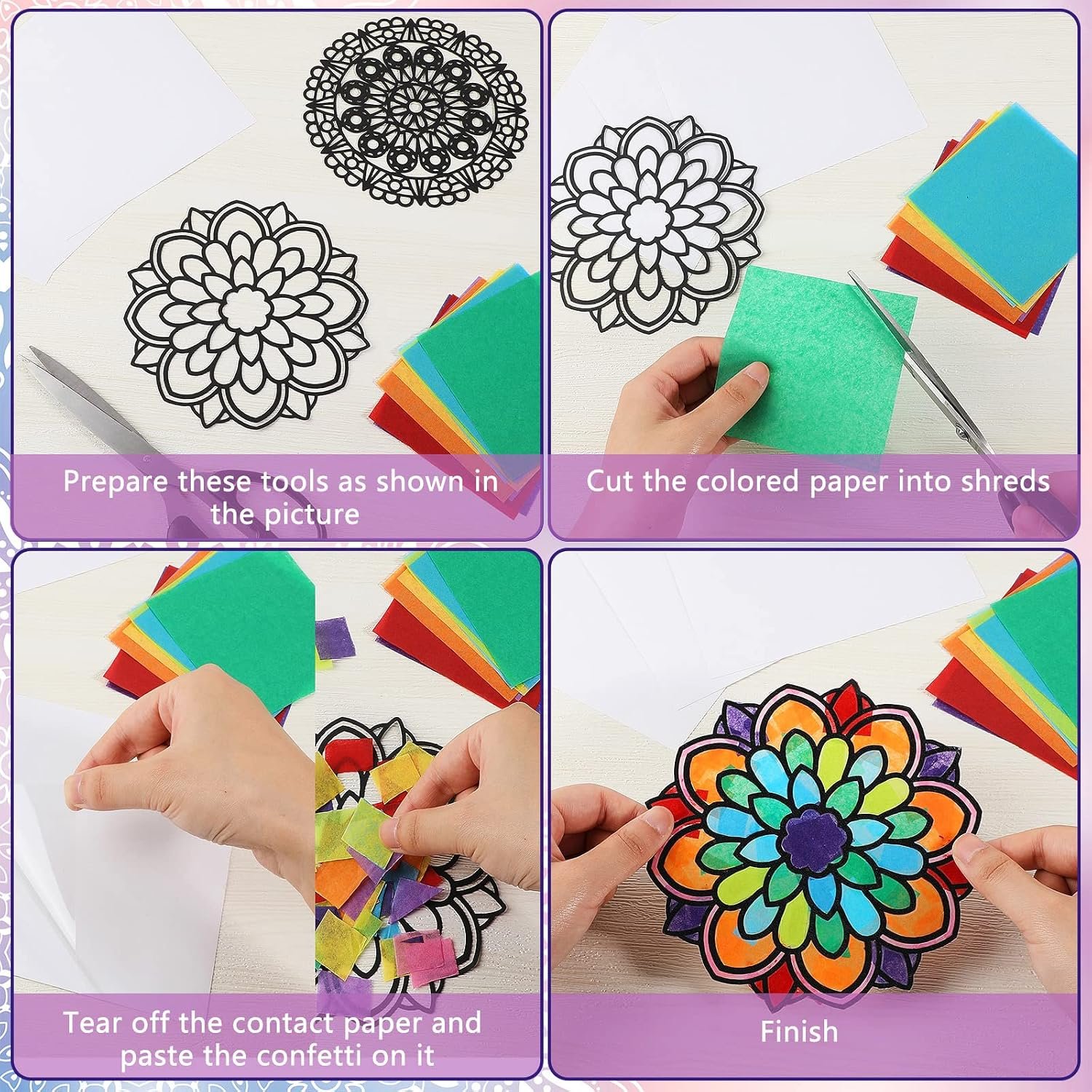 Tinlade 18 Pack Mandala Window Clings DIY Kit Stained Glass Kit Suncatchers - Image 4