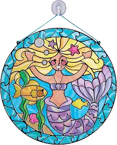 Melissa & Doug Stained Glass Made Easy Activity Kit: Mermaids - 140+ Stickers Kids Sticker Stained Glass Craft Kit; Mermaid Crafts for Kids Ages 5+