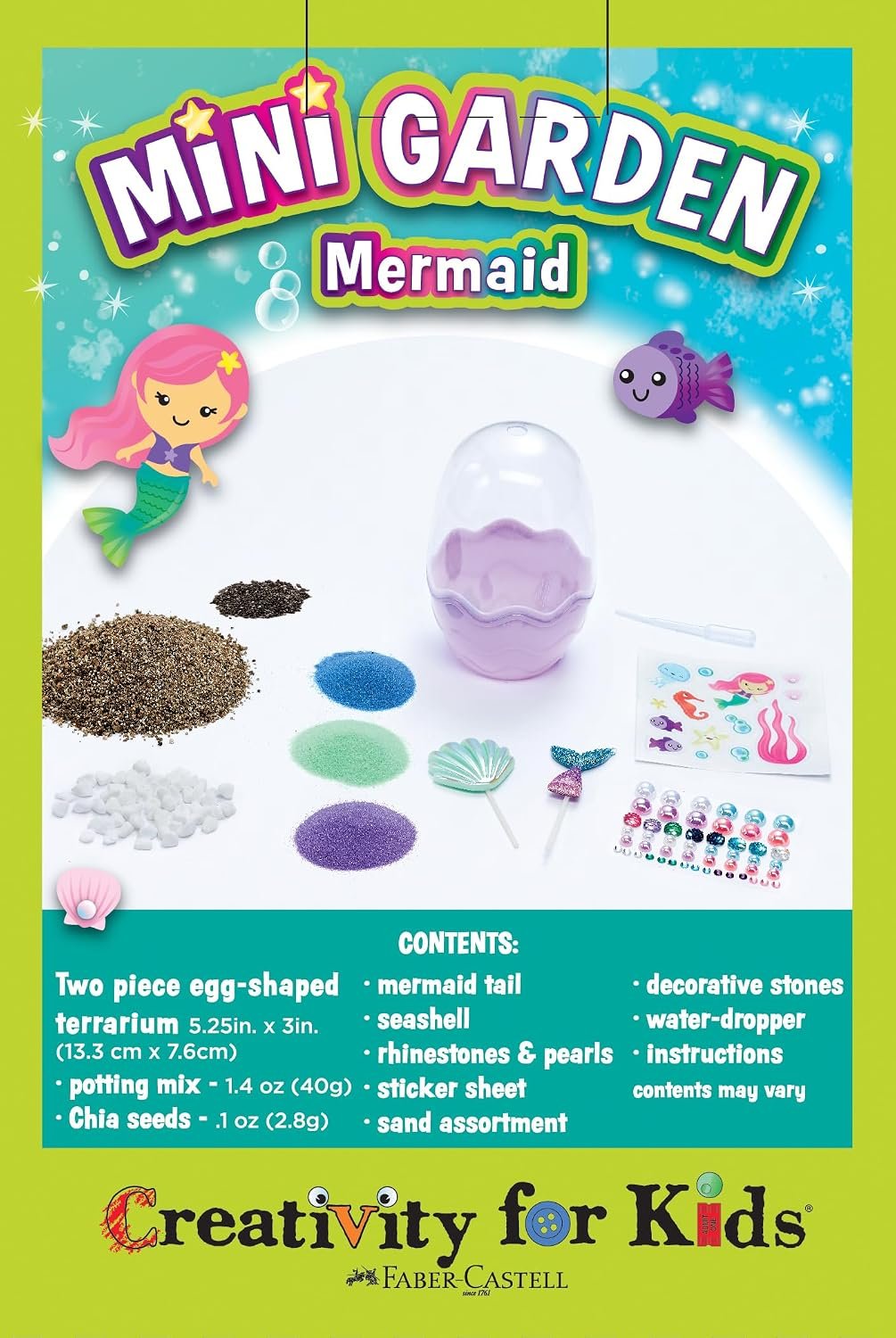 Creativity for Kids Mini Garden: Mermaid Terrarium Kit - Mermaid Gifts for Girls, Crafts and Toys, Stocking Stuffers for Kids (Ages 6+) - Image 4