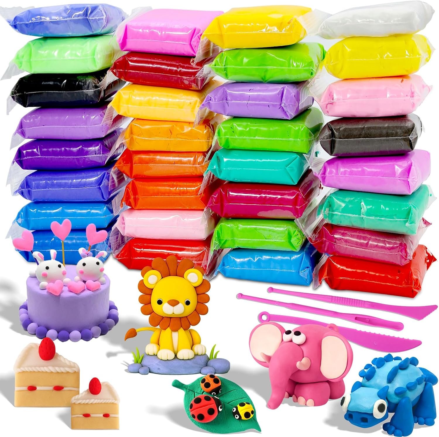 MuseLuxe Air Dry Clay - 32 Colors Modeling Clay Kit with 3 Sculpting Tools - Image 2