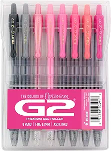 PILOT, G2 Boost Pink Pack, 8 Pack Pouch, Assorted