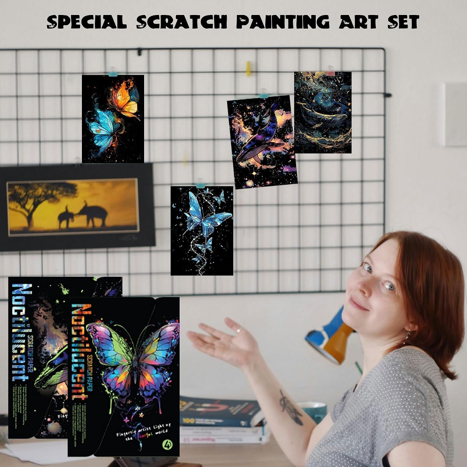 Scratch Paper Art for Adults Crafts, Glow in the Dark, A4/8 Sheets - Image 6