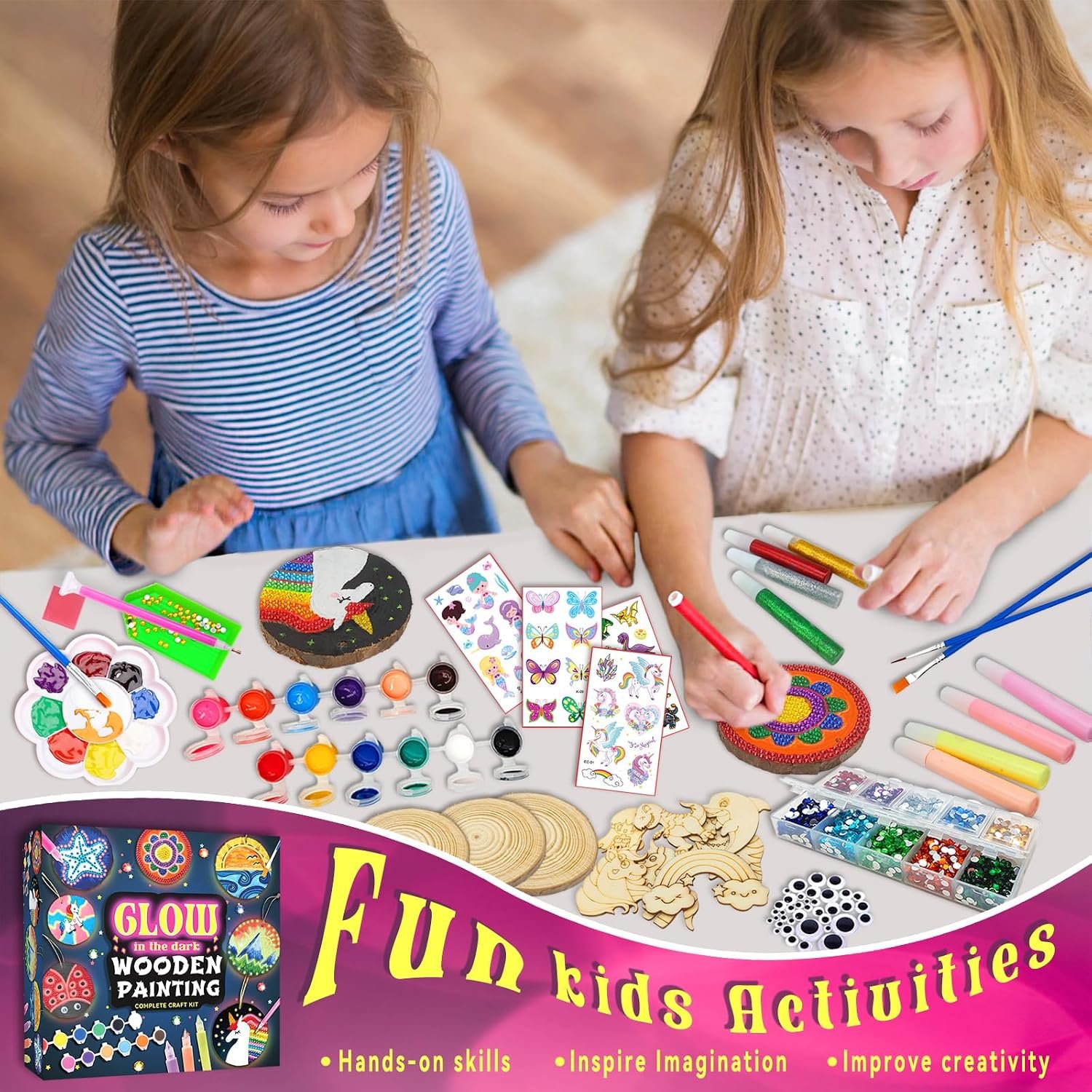klmars Kids Wooden Painting Kit-Glow in The Dark-Arts & Crafts Gifts for Boys Girls Ages 5-12-Craft Activities Kits - Creative Art Toys for 5, 6, 7, 8, 9, 10, 11 & 12 Year Old Kids - Image 6