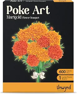 Unwynd Poke Art Marigold Flower Bouquet Kit for Adults, Women and Teens
