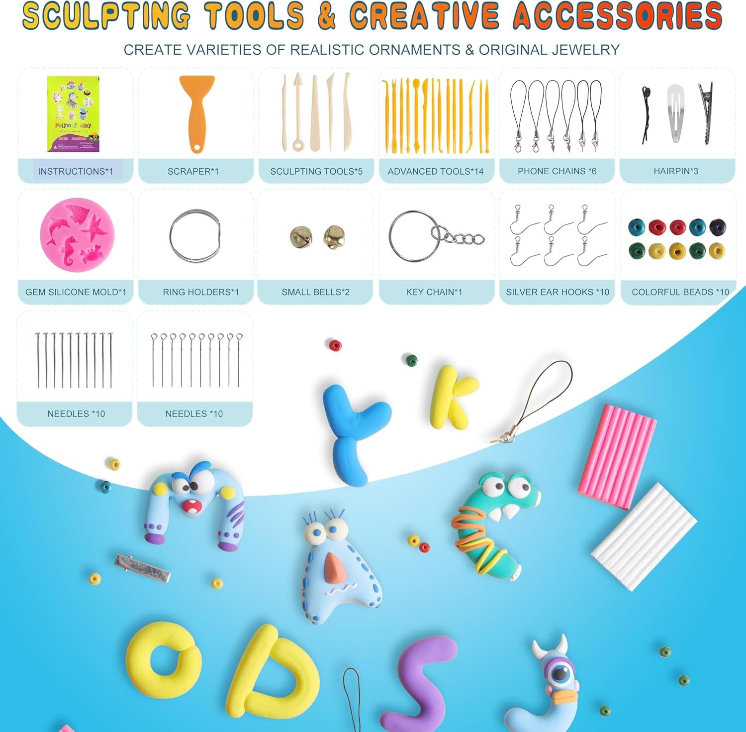 CyAJM Polymer Clay, 50 Colors, Oven Bake Modeling Clay Kit,Creative Gift - Image 3