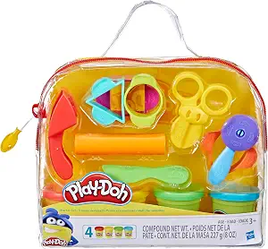 Play-Doh Starter Set 9-Piece Kit with Storage Tote & 4 Modeling Compound Cans, Ages 3+, Presentation May Vary