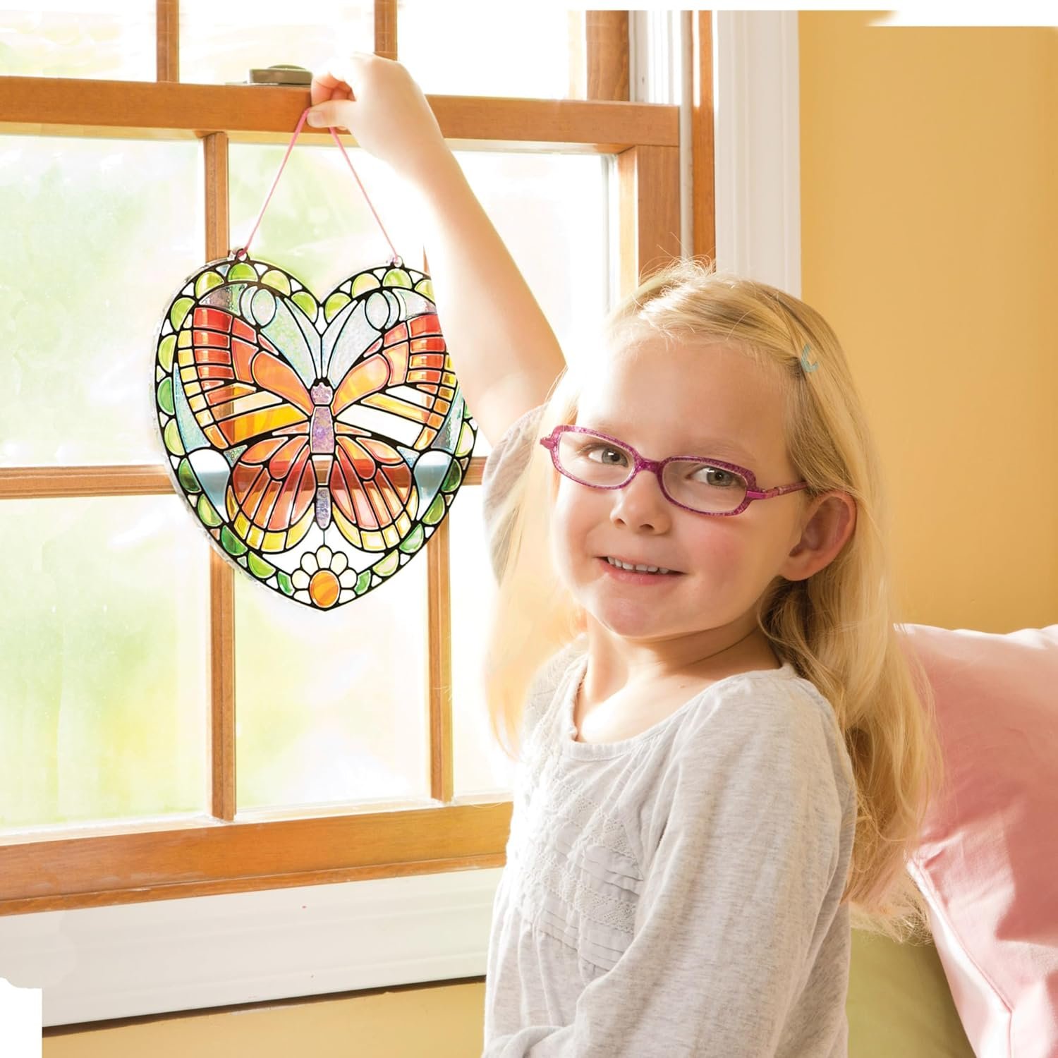 Melissa & Doug Stained Glass Made Easy Activity Kit: Butterfly - 140+ Stickers Kids Sticker Stained Glass Craft Kit; Sun Catchers for Kids Ages 5+ - Image 3