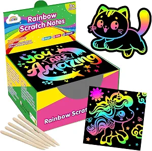 ZMLM 165 Pcs Rainbow Scratch Paper Art Notes - Crafts for Kids Ages 4-8