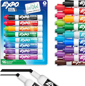 EXPO Dry Erase Markers, Low Odor Ink, Assorted Colors, Chisel Tip, 16 Count - Whiteboard, Calendar, Organization, Back to School, Teacher Supplies