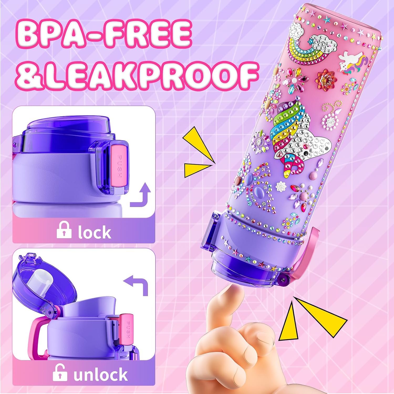 BOOH Gifts for Girls 4-12, Decorate Your Own Water Bottle Kits for Girls, Unicorn Diamond Painting Toys & Friendship Bracelet Kit, Fun Arts Crafts for Kids Ages 4-6-8-10, Birthday Gifts Toys for Kids - Image 6