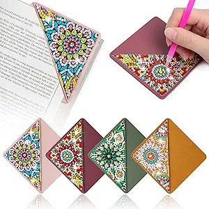 WIVICO 4Pcs Diamond Painting Bookmarks, Diamond Pearl Art Kits for Adults