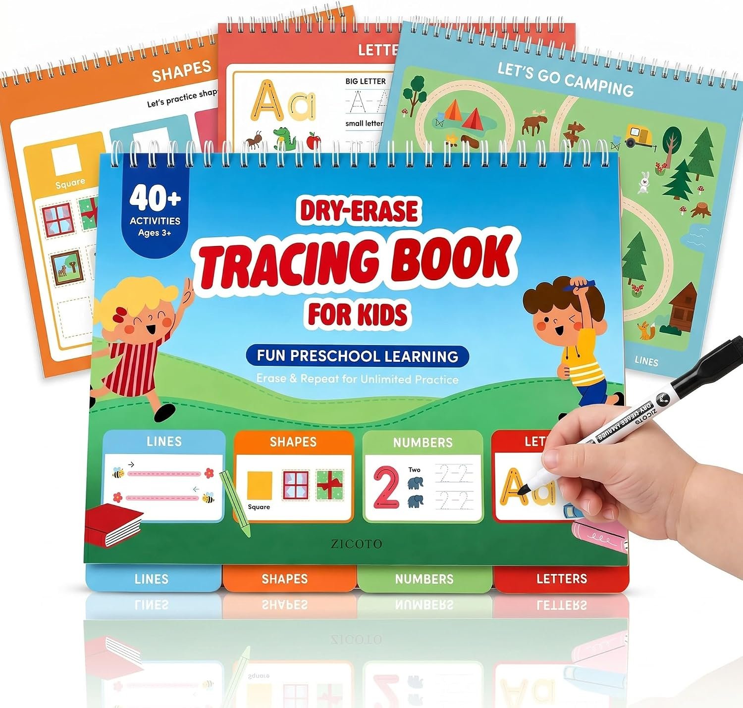 Fun Preschool Workbooks for Kids Age 3-5 - Reusable Dry Erase Tracing Books - Image 2