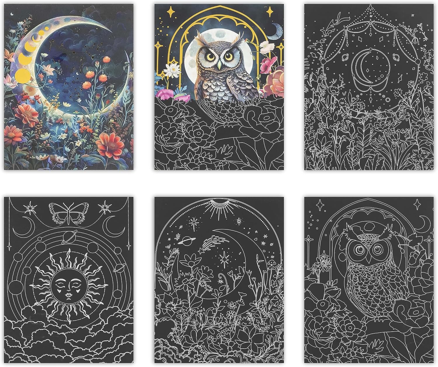 Brea Reese Scratch Art Paper Pad, Moonlight Garden 9x12in Adult Craft Kit - Image 4