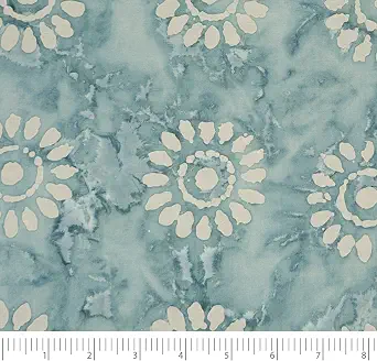 Singer 100% Cotton Batik Collection Cadet Blue Sunflower 42 Inches Wide 2 Yard Precut