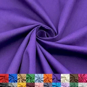 EOVEA - Cotton Polyester Fabric by The Yard – 60" Wide Broadcloth Fabric, Soft, Lightweight & Breathable Material for Lining, Curtains, Bedding, Skirts, Sewing Projects (Purple, 1 Yard)