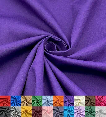 EOVEA - Cotton Polyester Fabric by The Yard – 60" Wide Broadcloth Fabric, Soft, Lightweight & Breathable Material for Lining, Curtains, Bedding, Skirts, Sewing Projects (Purple, 1 Yard)