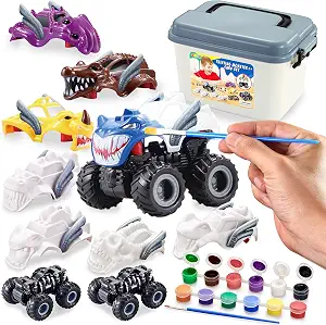 JOYIN Kids Craft Kit Build & Paint Your Own Monster Car Art & Craft Kit DIY Toy Set Make Your Own Monster Friction Powered Truck, Presents for Kids