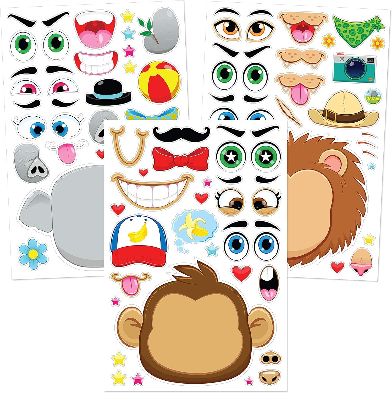 JOYIN 36 Sheets 9"x6" Make a face Stickers for Kids, Make Your Own Animal Stickers with Unicorn, Dinosaur, Sea and Safari Animals, Crafts Birthday Party Favors, Goodie Bags Classroom Activities - Image 4