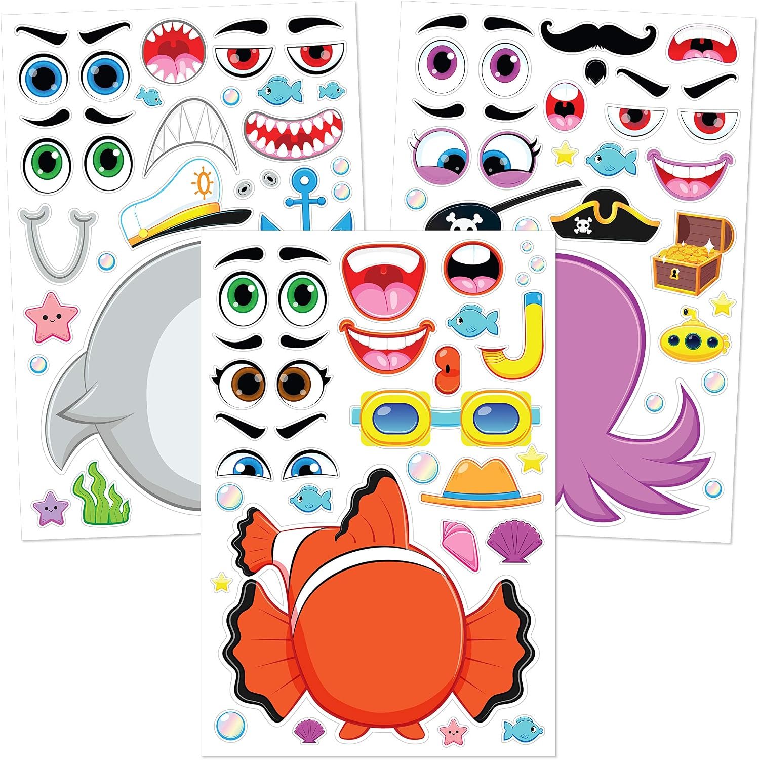 JOYIN 36 Sheets 9"x6" Make a face Stickers for Kids, Make Your Own Animal Stickers with Unicorn, Dinosaur, Sea and Safari Animals, Crafts Birthday Party Favors, Goodie Bags Classroom Activities - Image 5