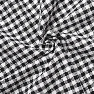 57”W x 36”L Gingham Poly-Cotton Fabric Cut By The Yard, Checkered Plaid Vintage Fabric for DIY, Homespun, Handmade,Sewing and Home Textiles(Black,1 Yard)