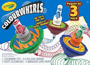 Crayola Colourwhirls (3ct), Spin Art Toy, Battling Spinning Top Toy for Kids, 1 Launcher, Arts & Crafts Kit, Gift for Boys & Girls, Ages 6, 7, 8
