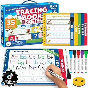Tracing Books for Kids Ages 3-5 - Letter Tracing Activity Books for Kids Ages 3-5 - Preschool & Kindergarten Must Haves - Writing Practice & Learning Educational Toys for 3 Year Old