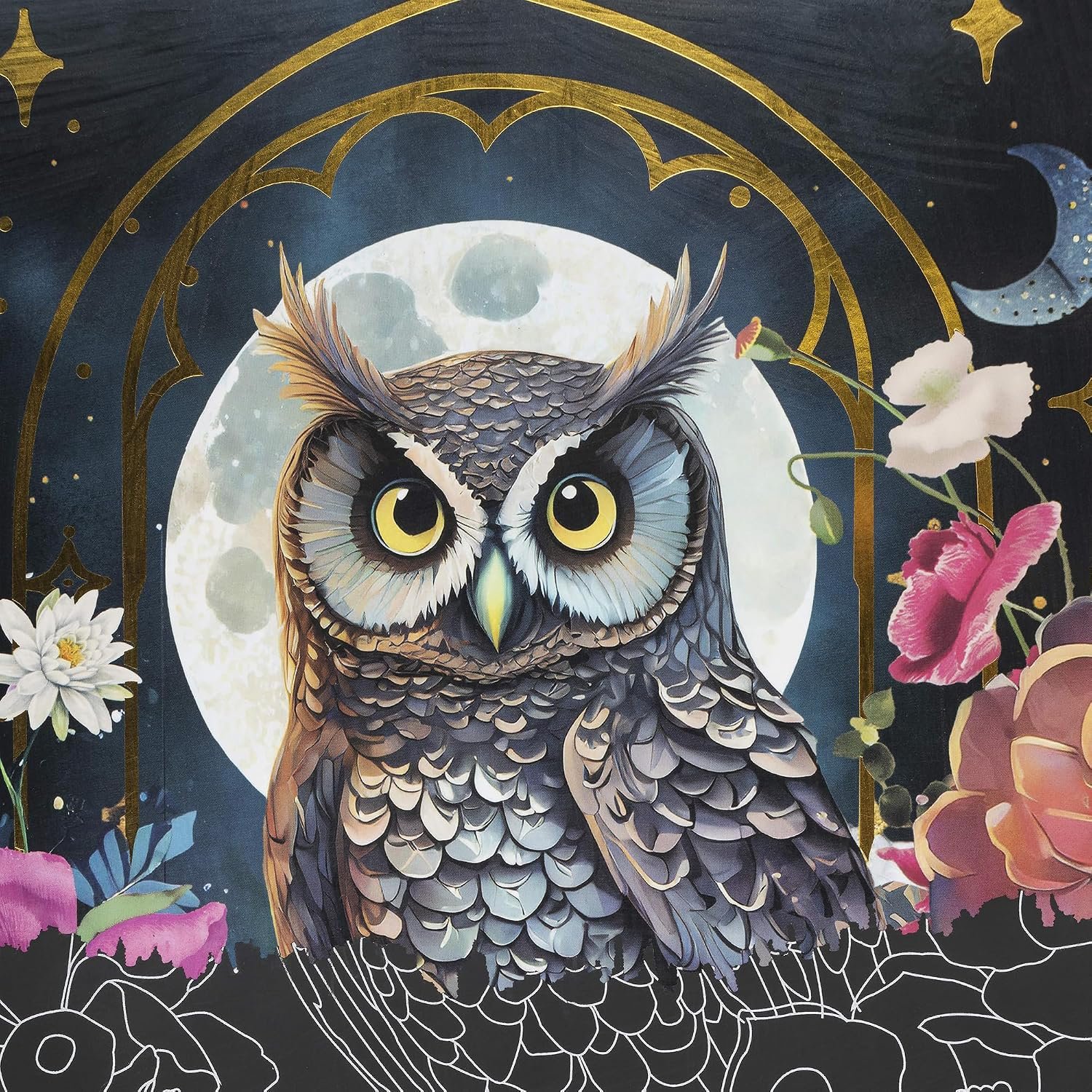 Brea Reese Scratch Art Paper Pad, Moonlight Garden 9x12in Adult Craft Kit - Image 6