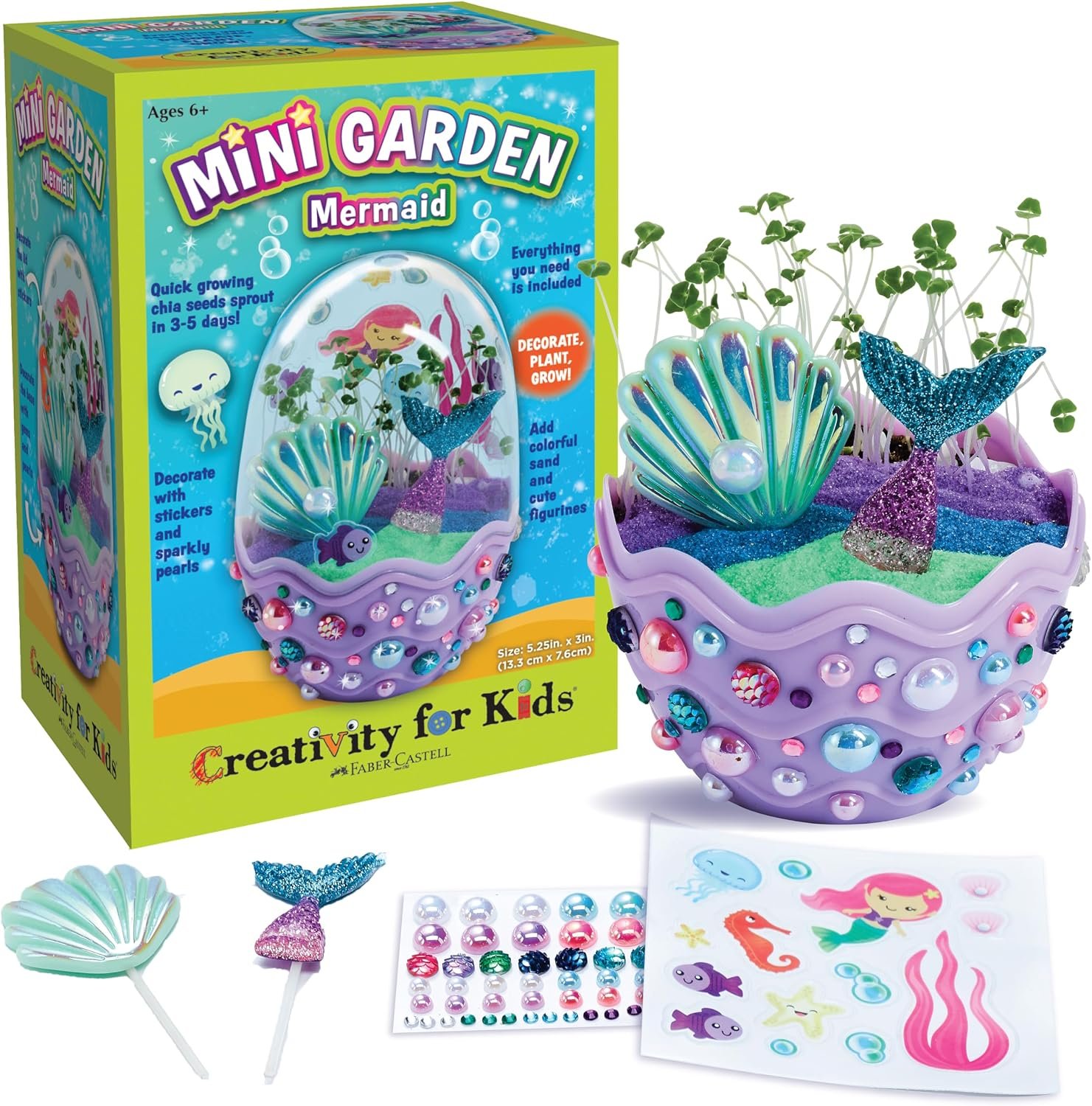 Creativity for Kids Mini Garden: Mermaid Terrarium Kit - Mermaid Gifts for Girls, Crafts and Toys, Stocking Stuffers for Kids (Ages 6+) - Image 2