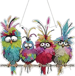 JJFox Bird Diamond Painting Kit for Adults, Acrylic Hanging Ornament