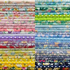 10"x10" 50pcs Cotton Fabric Squares for Sewing Quilting Supplies-Floral