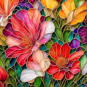 DIAMOND ART CLUB Stained Glass Flower Diamond Art Kits for Adults